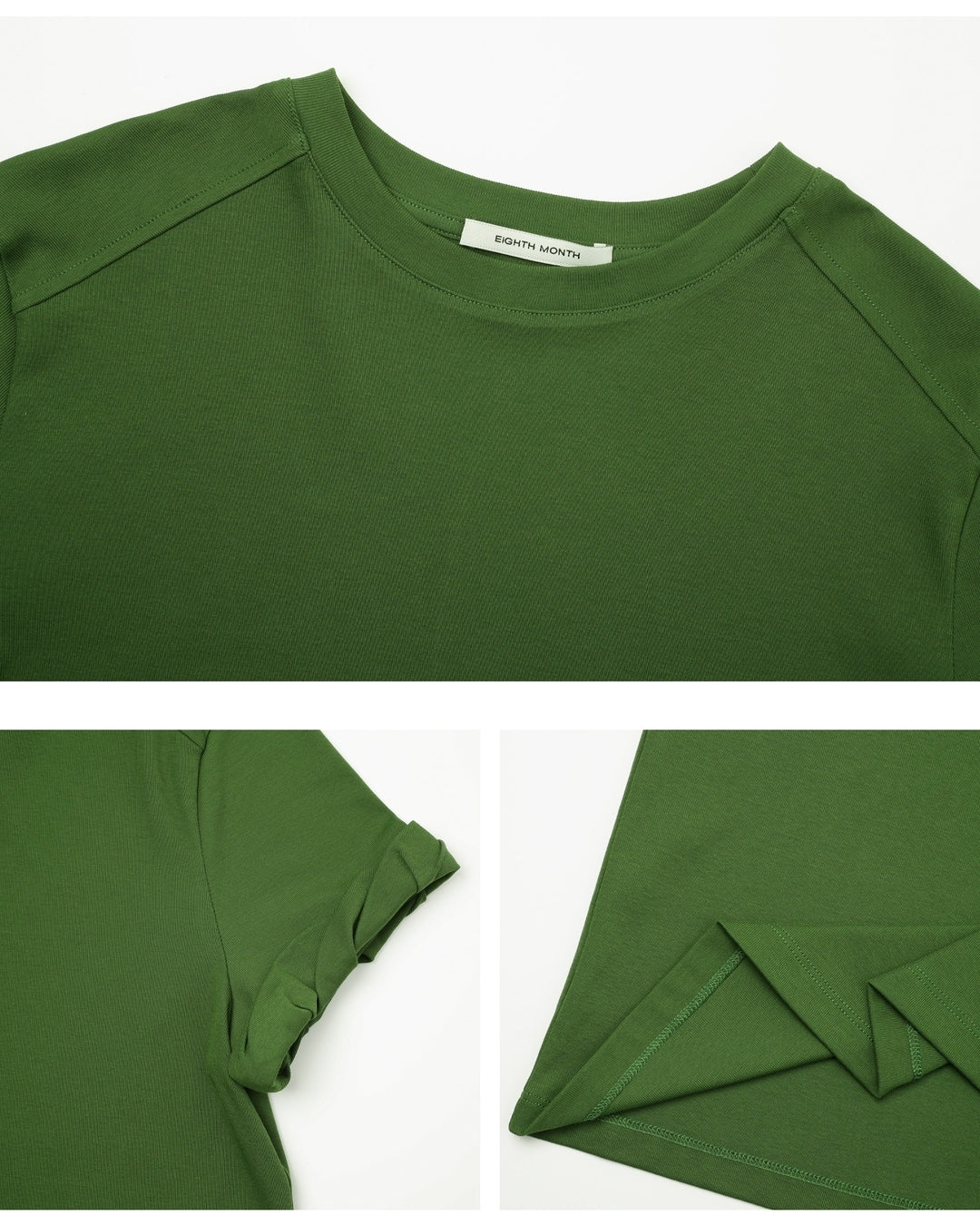 basic t-shirt with roll-up sleeves 2color【NINE0305】