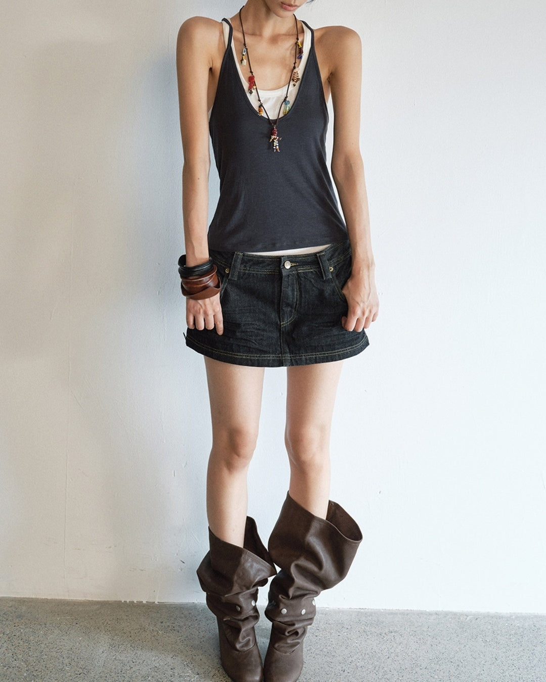 bicolor fake layered camisole 3color【NINE0205】