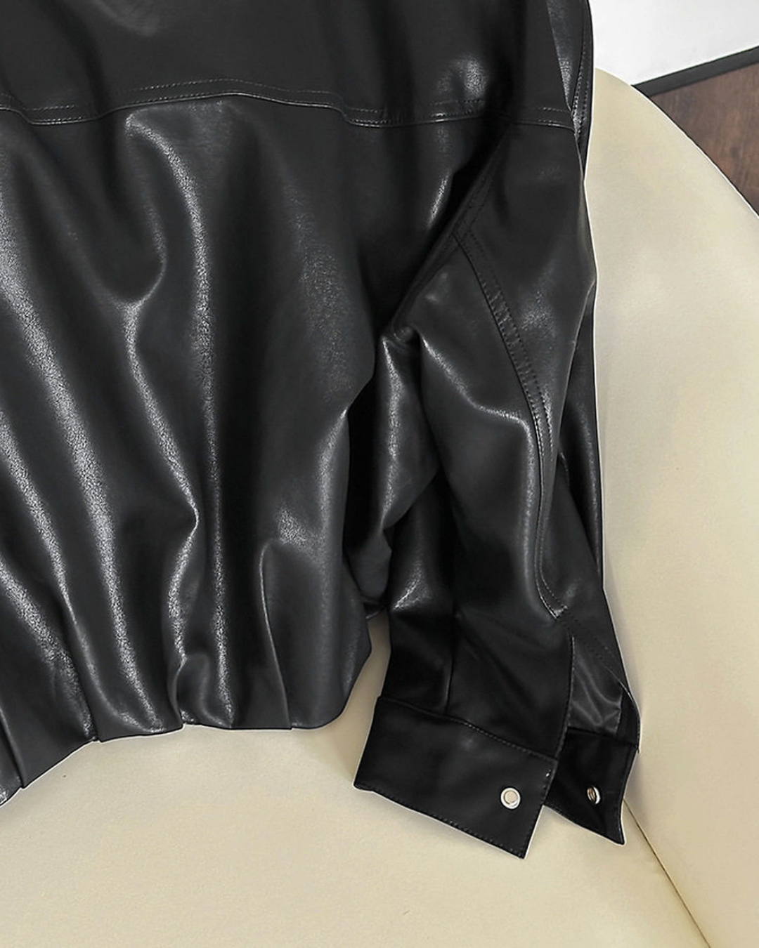oversized faux leather bomber jacket 1color 【NINE7316】