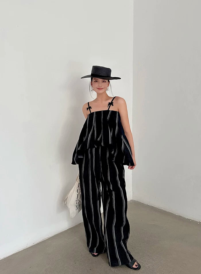 stripe wide leg pants 1color 【NINE7043】