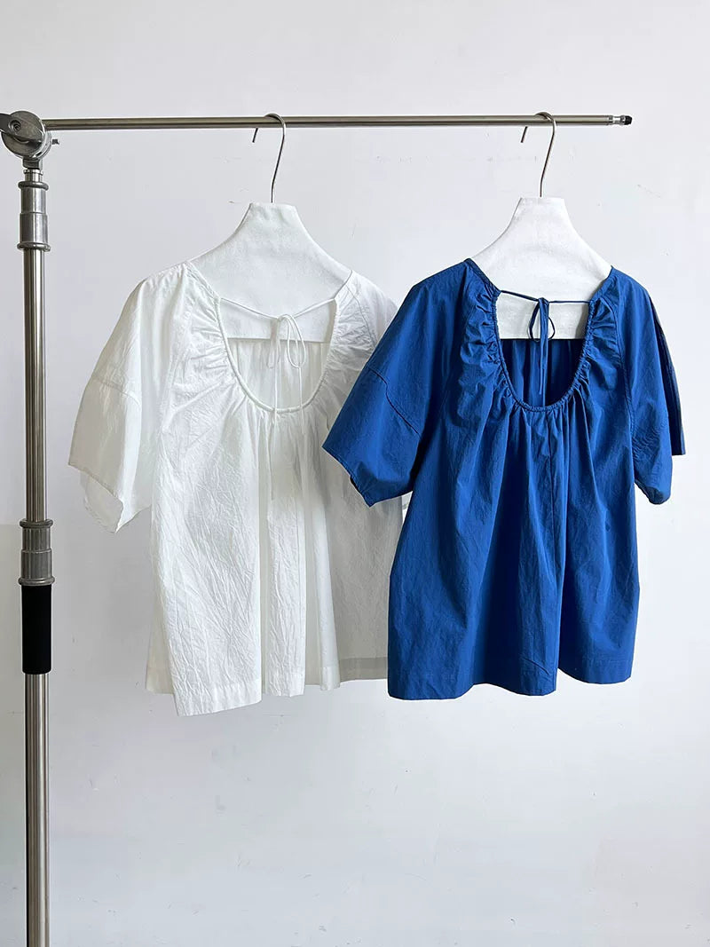 back open ribbon blouse 2color 【NINE7071】