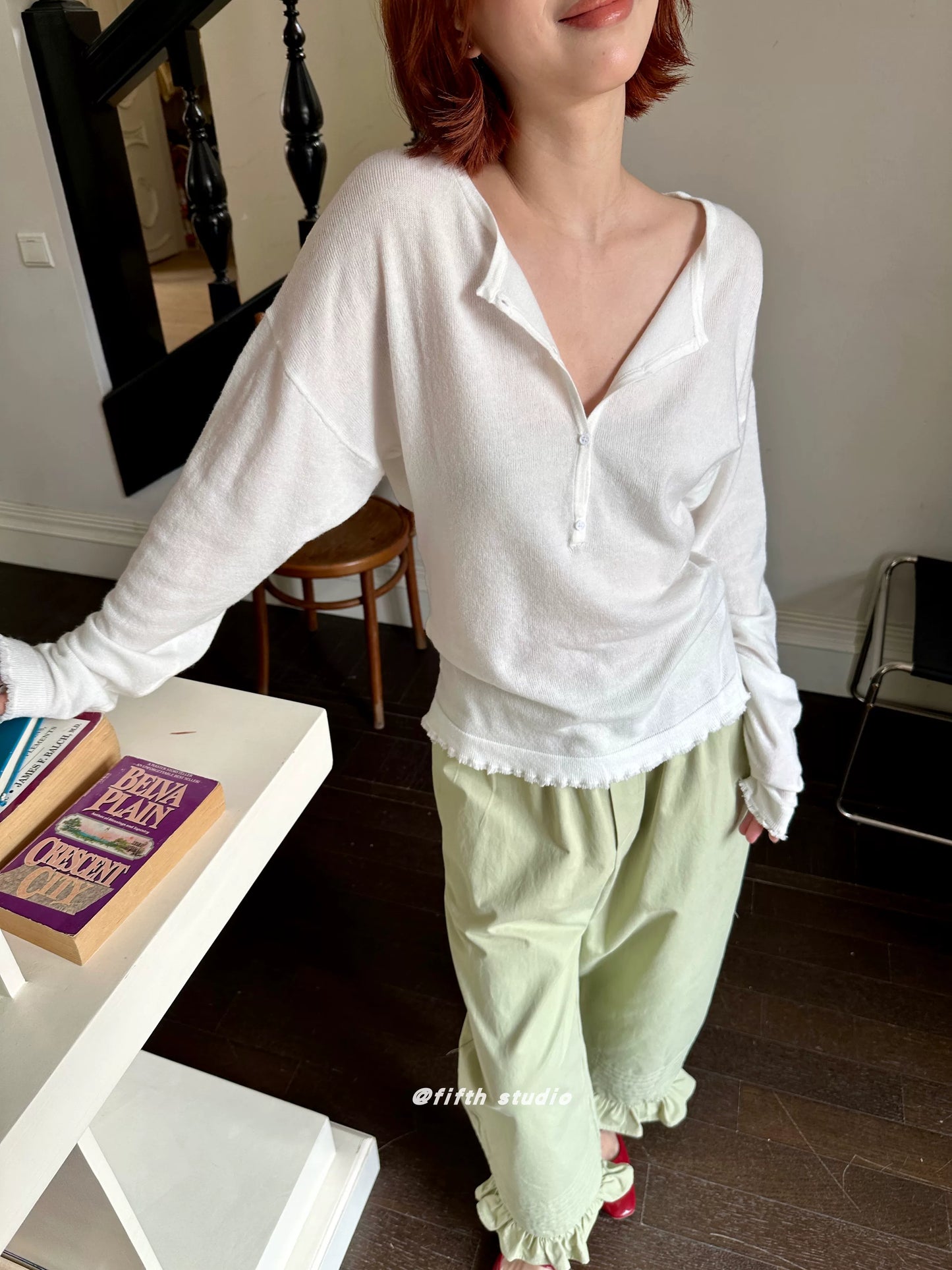 hem frill lantern casual pants 1color 【NINE7149】