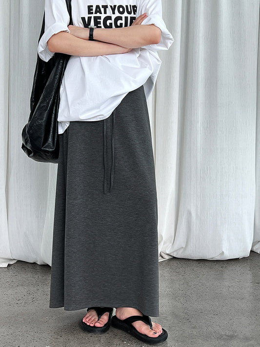 drawstring casual a line skirt 3color 【NINE7239】