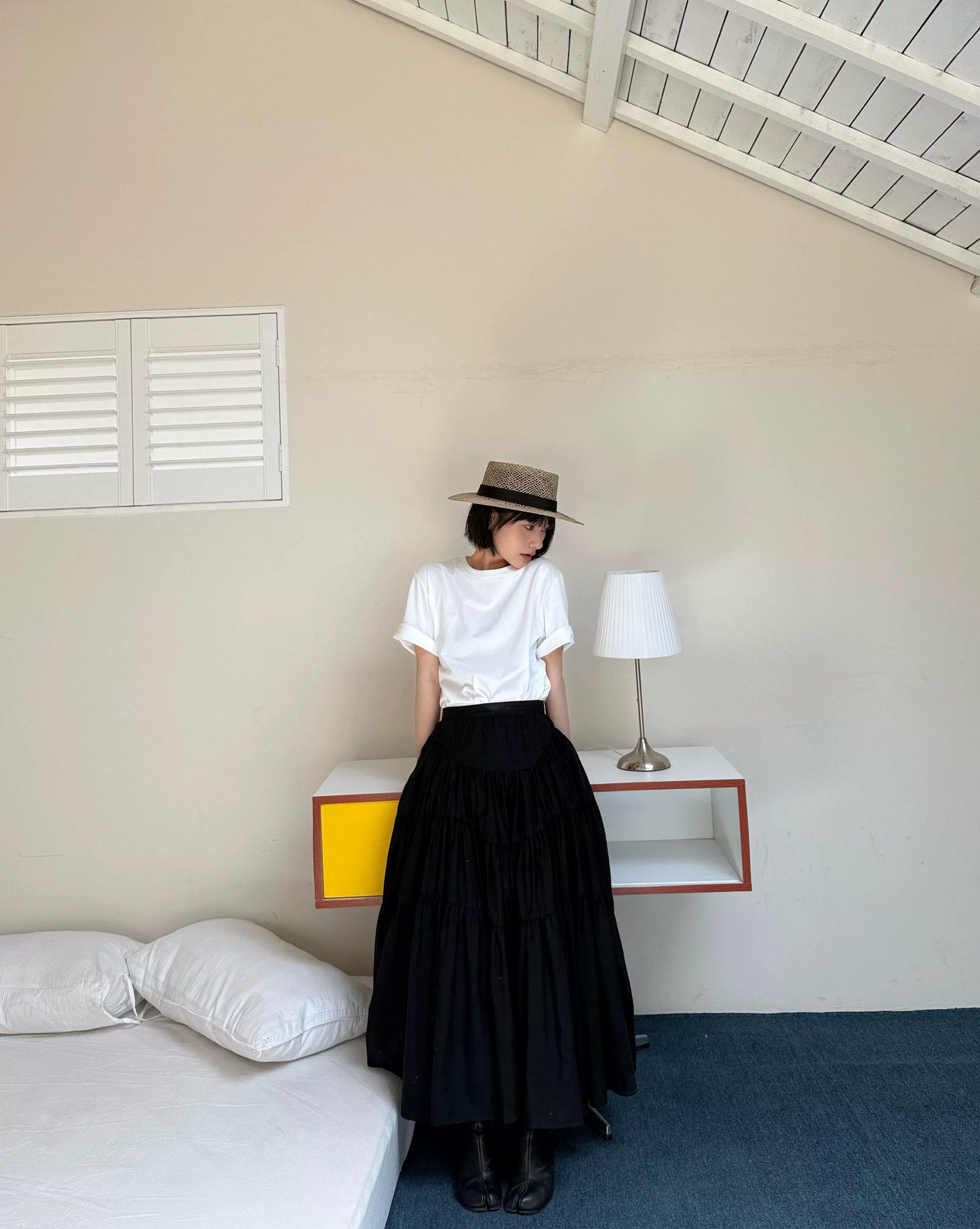 tiered flared long skirt 1color 【NINE7011】