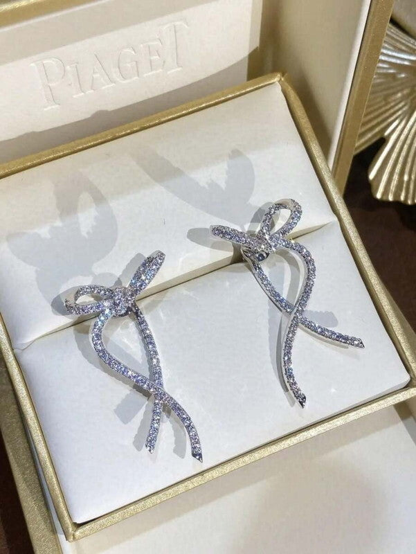 ribbon rhinestone cute stud-pierced【NINE-S8714】
