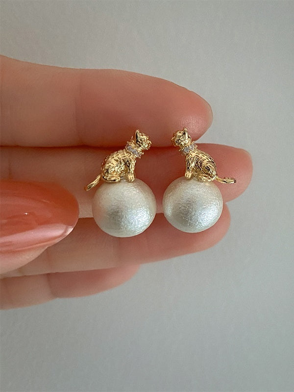 peart feminine cat pierced&earrings【NINE6699】