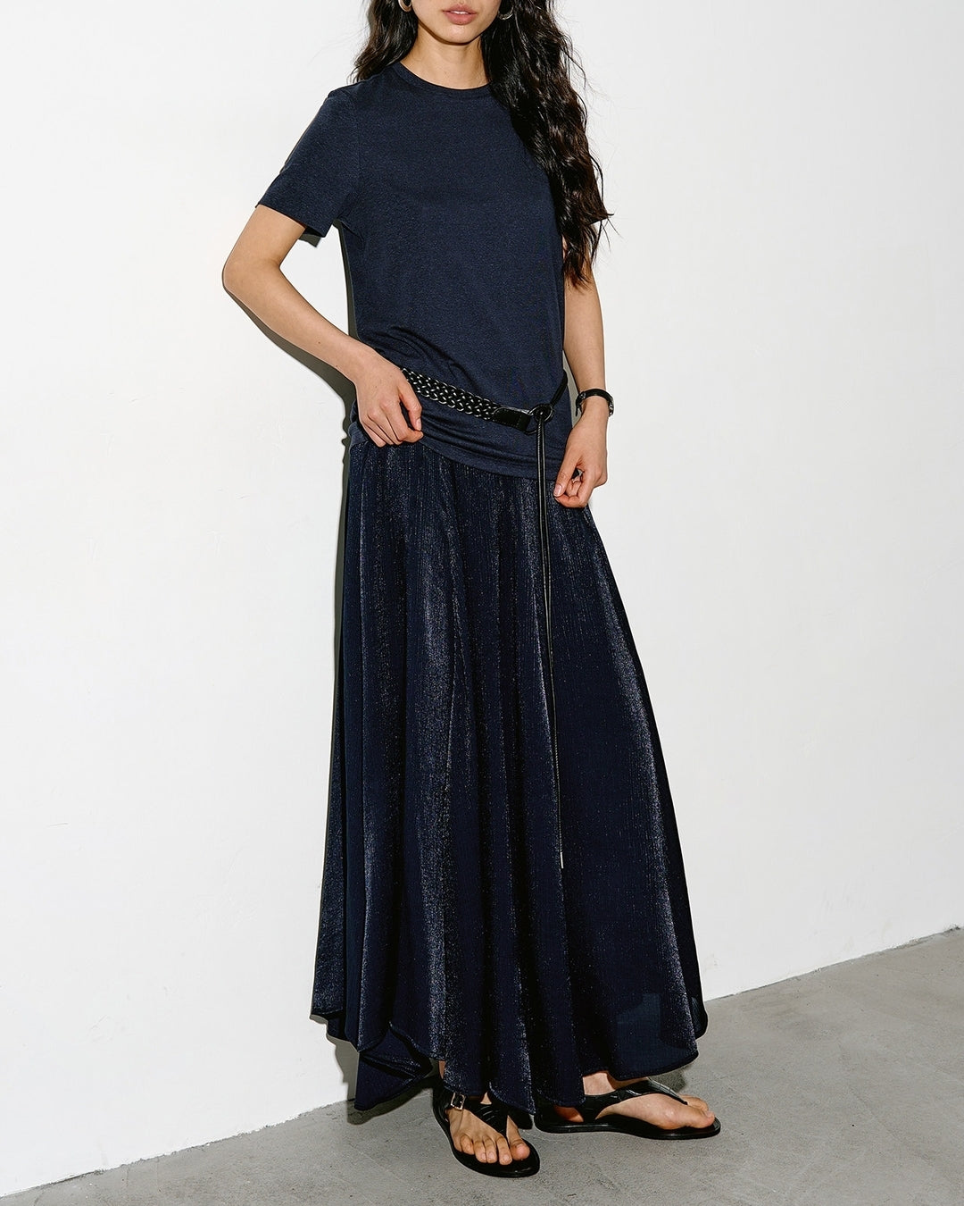 asymmetrical hem flare skirt【NINE0339】