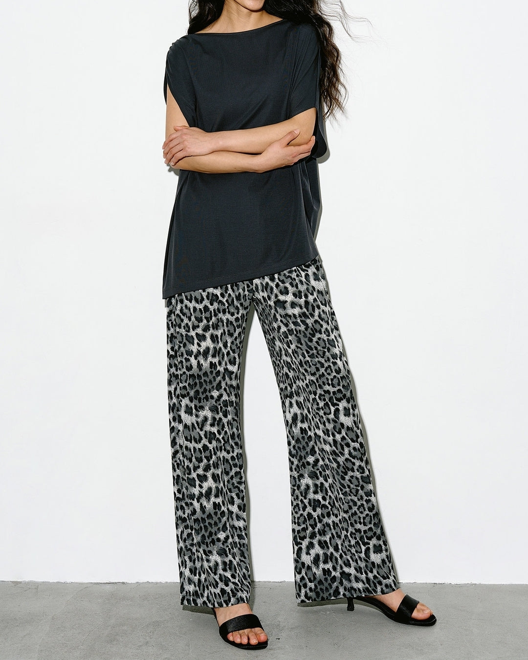 leopard print wide leg pants【NINE0341】