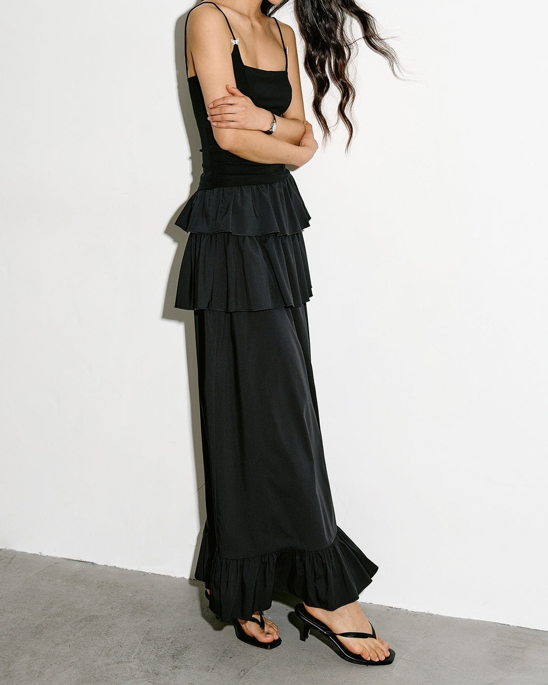 tiered a-line long skirt【NINE0338】