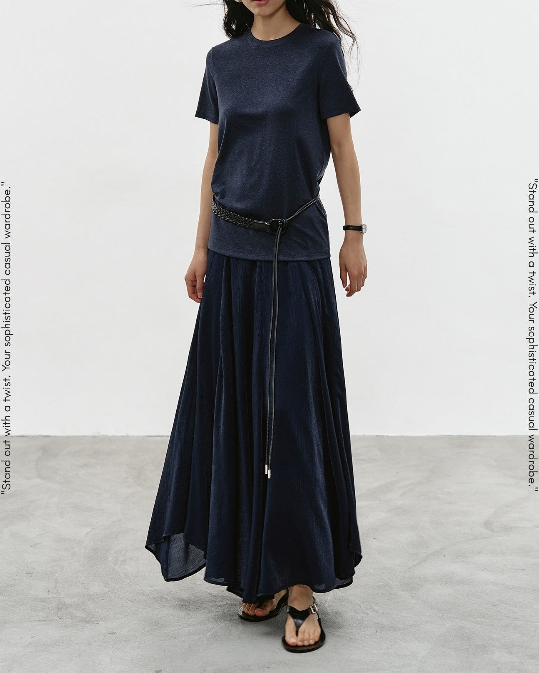 asymmetrical hem flare skirt【NINE0339】