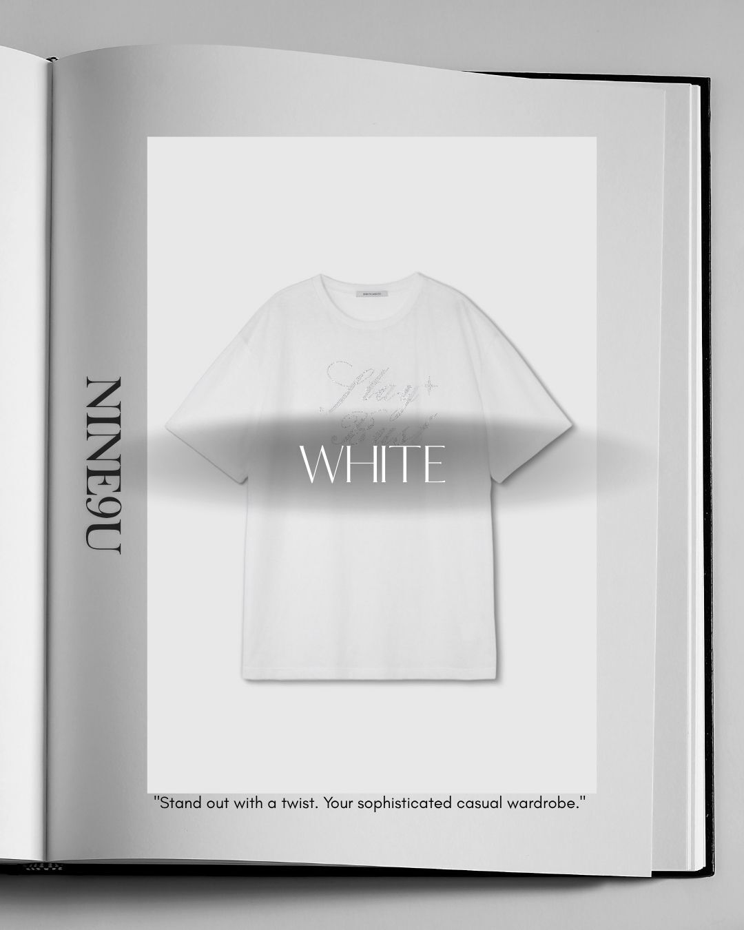 rhinestone logo t-shirt 2color【NINE0306】