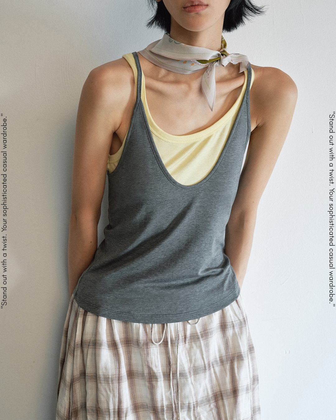bicolor fake layered camisole 3color【NINE0205】