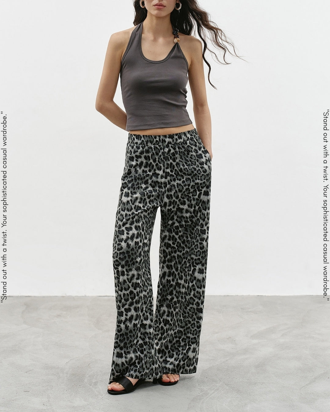 leopard print wide leg pants【NINE0341】