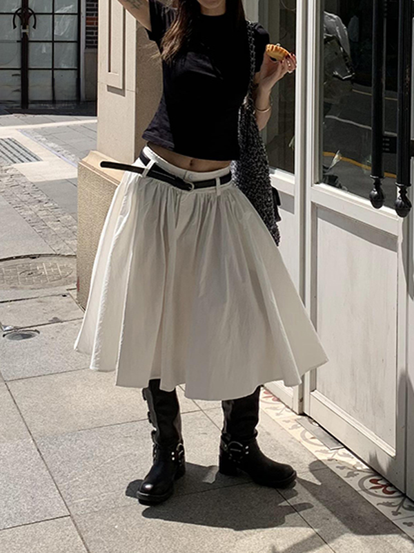 fluffily natural flare long-skirt【NINE8898】