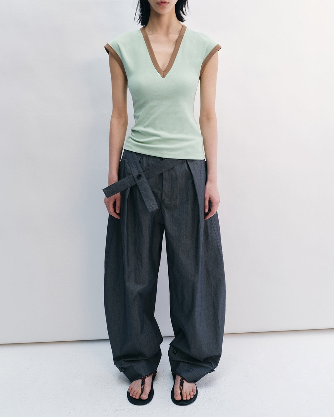 waist mark tuck pants 3color【NINE0206】