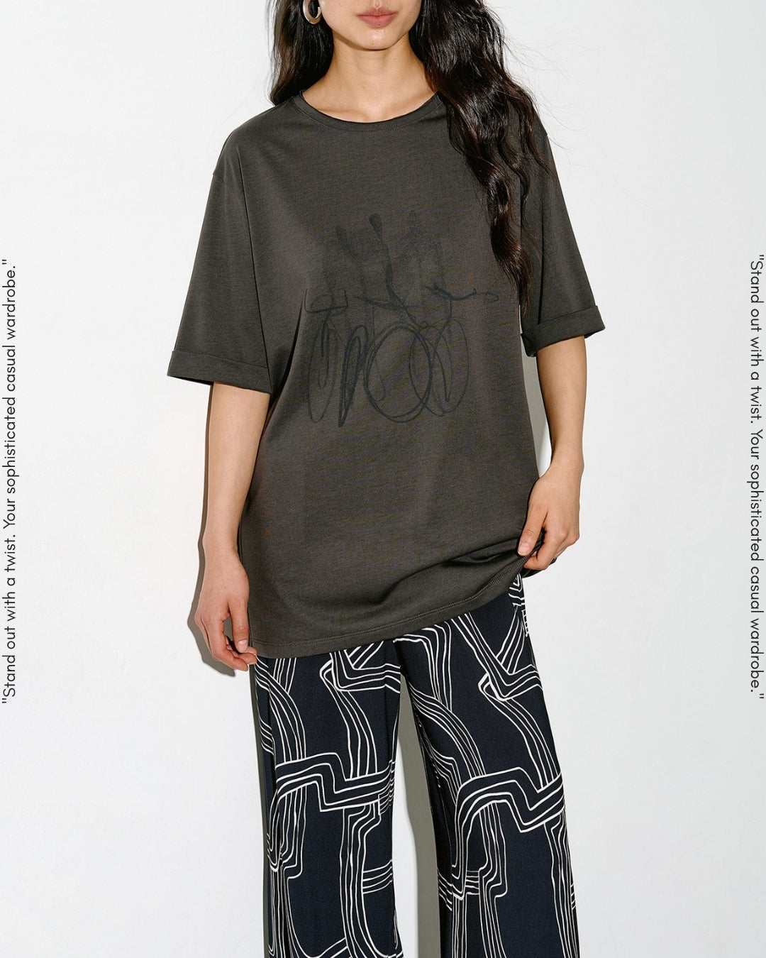 nuance print oversized t-shirt 2color【NINE0325】