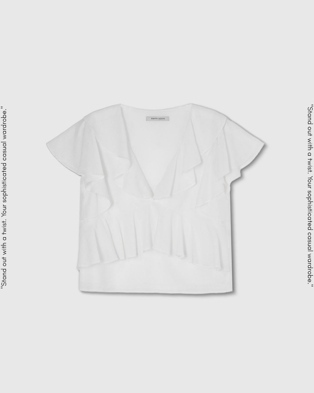 v-neck ruffled cropped blouse【NINE0335】