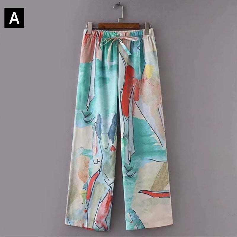 WATERCOLOR printing design pants【NINE4318】