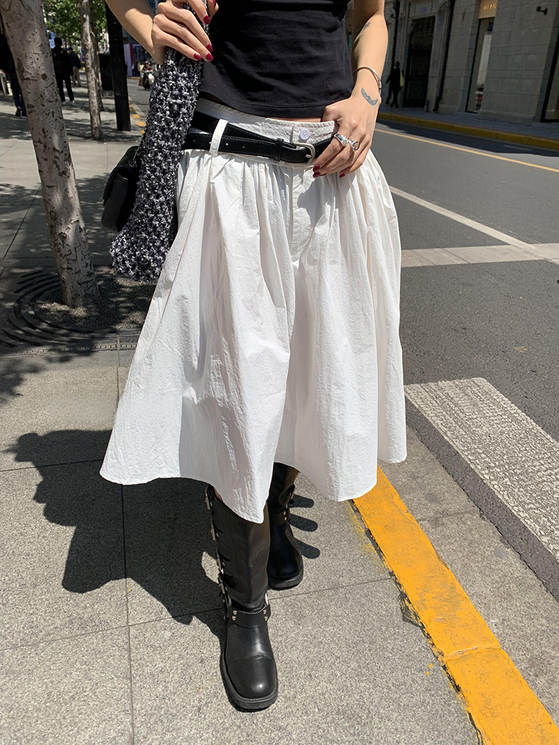 fluffily natural flare long-skirt【NINE8898】