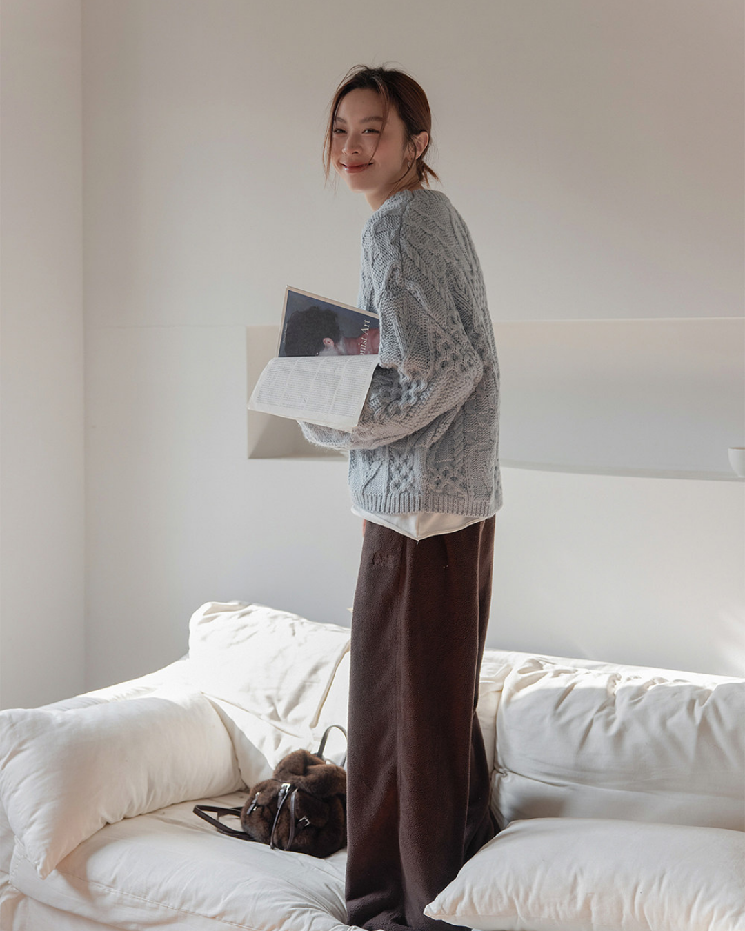 fleece wide leg sweatpants 2color 【NINE7275】