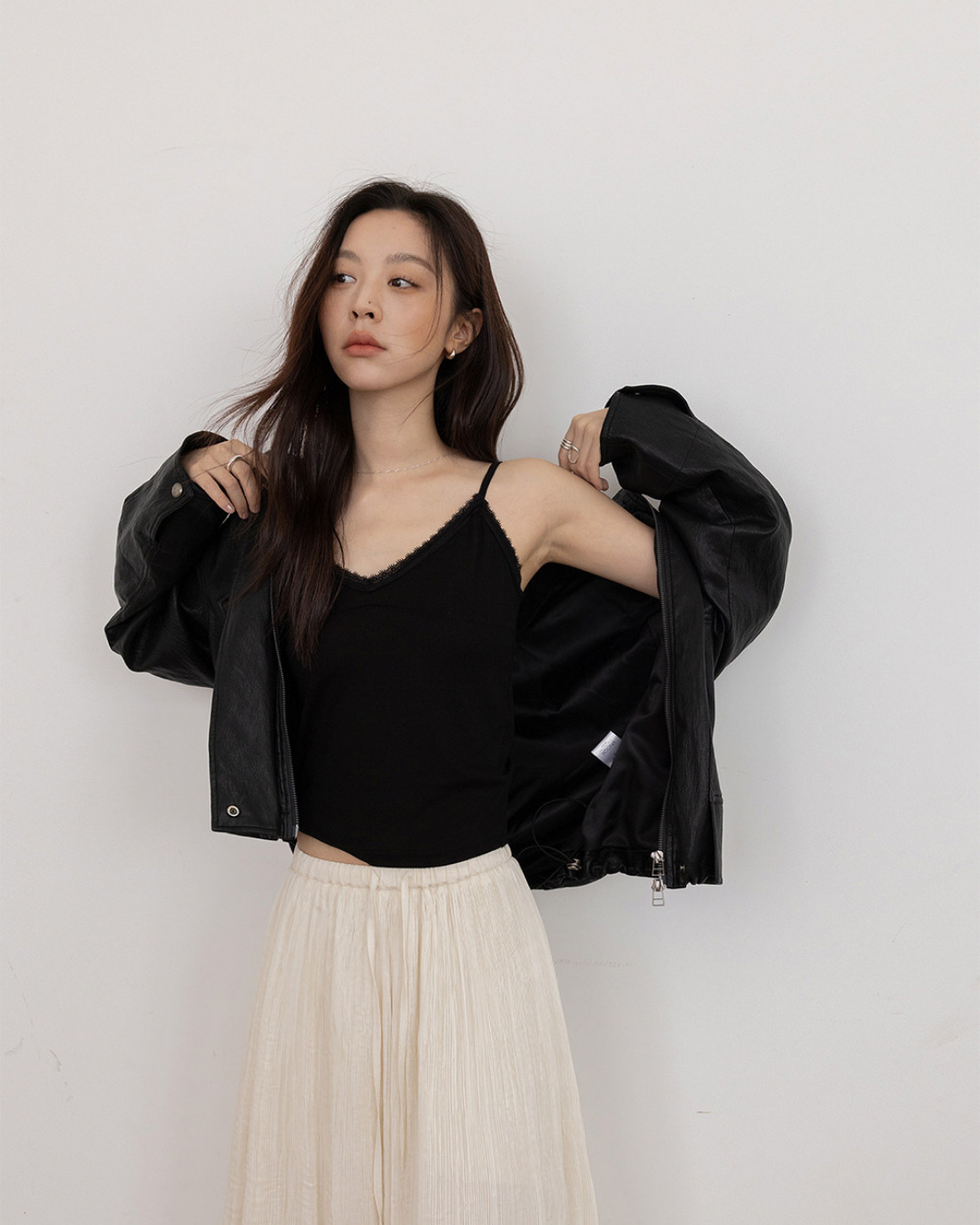 stand collar faux leather jacket 2color 【NINE7274】