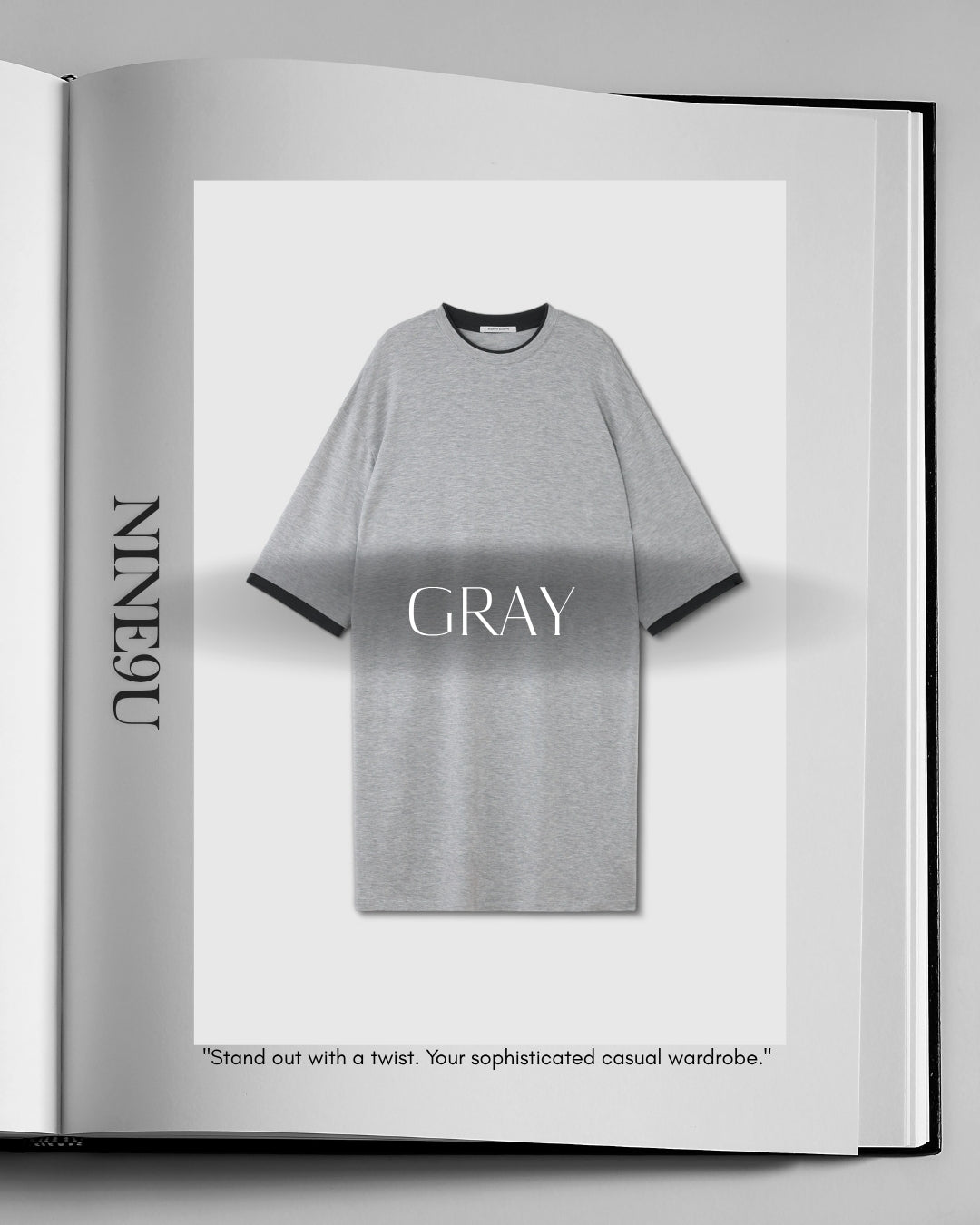 oversized two-tone t-shirt 2color【NINE0327】