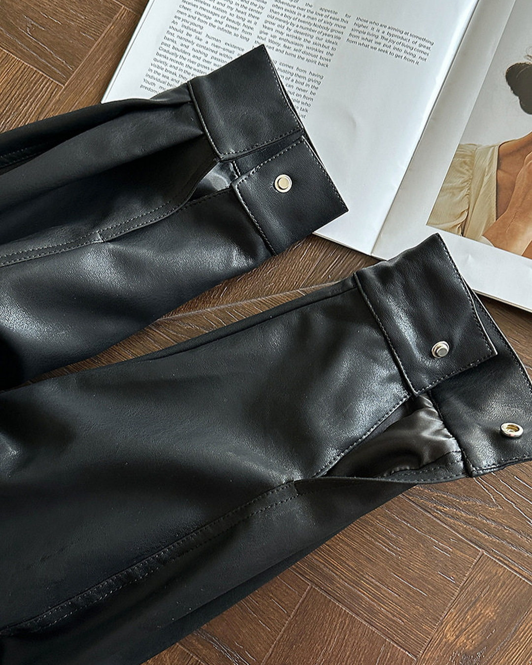 oversized faux leather bomber jacket 1color 【NINE7316】