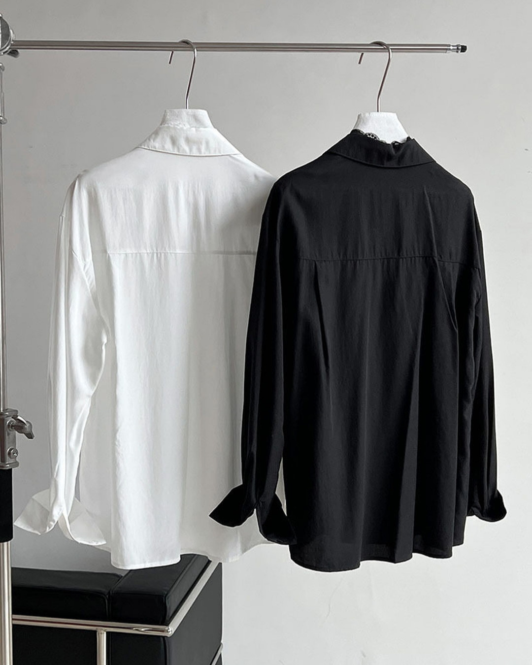 lace trim loose fit long sleeve shirt 2color 【NINE7311】