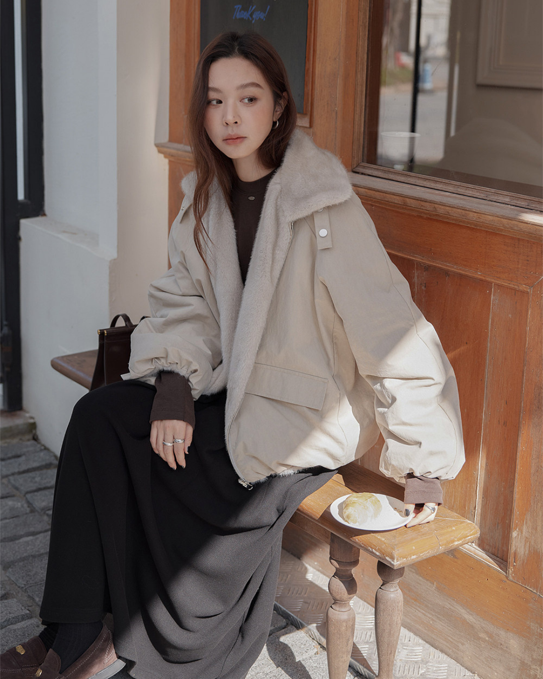 reversible fur collar jacket 1color 【NINE7280】