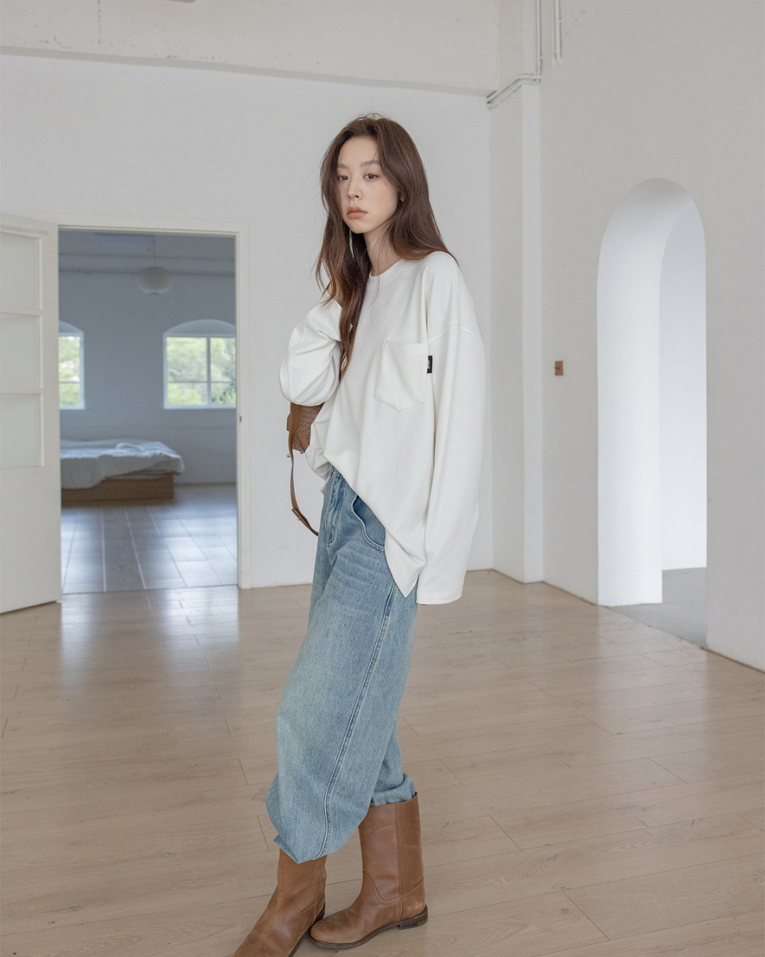 pocket tag long sleeve tshirt 1color 【NINE7301】