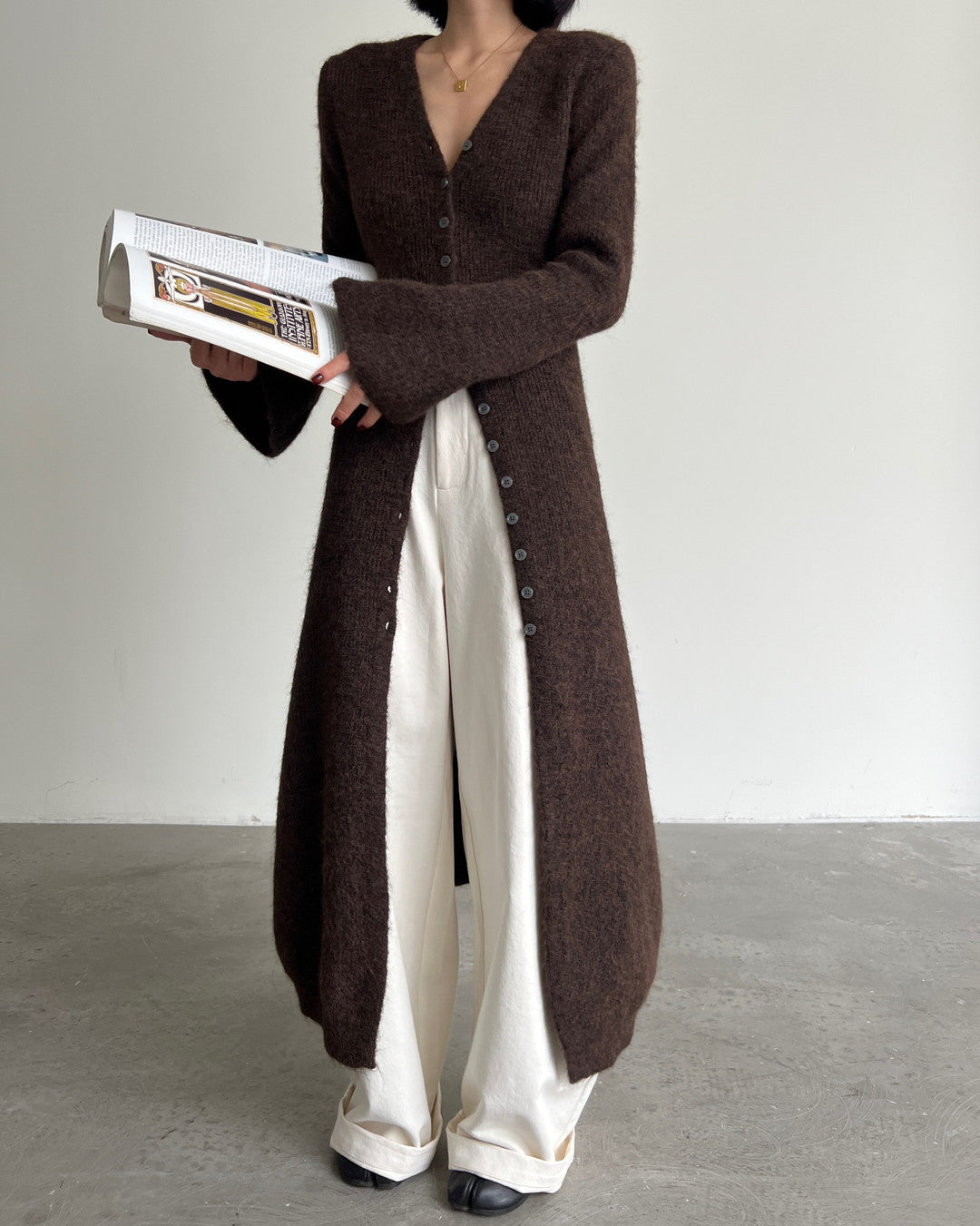 long slit button knit cardigan 2color 【NINE7273】
