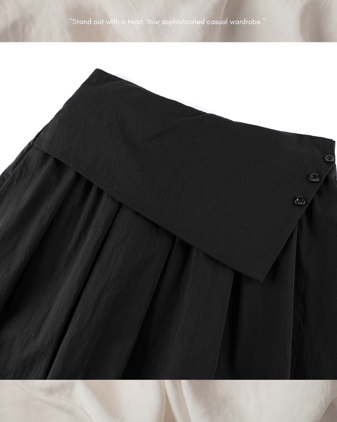 asymmetric flap button long flare skirt 3color 【NINE7308】