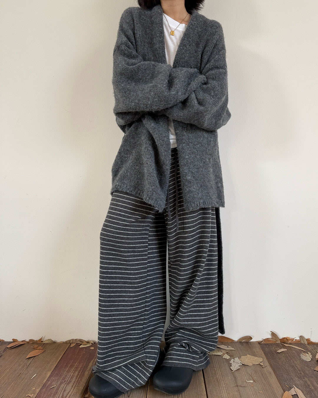 belted open front knit cardigan 2color 【NINE7272】
