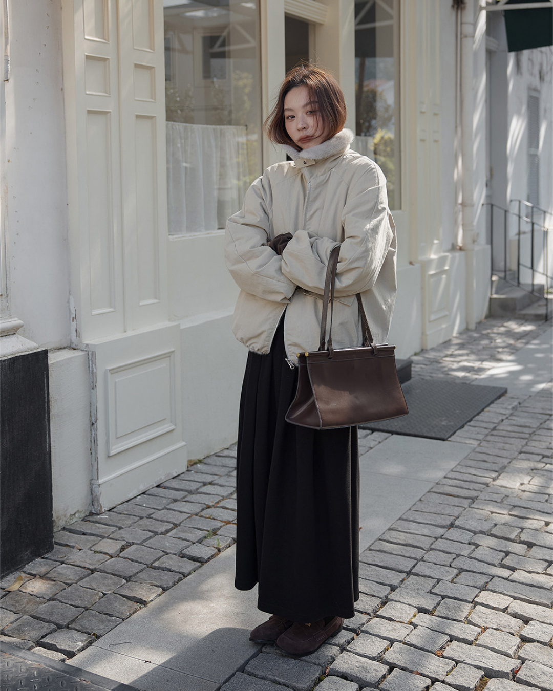 reversible fur collar jacket 1color 【NINE7280】