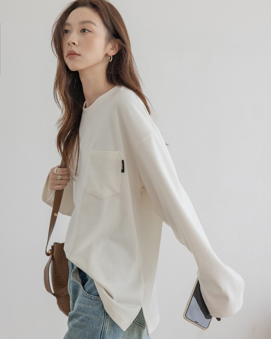 pocket tag long sleeve tshirt 1color 【NINE7301】