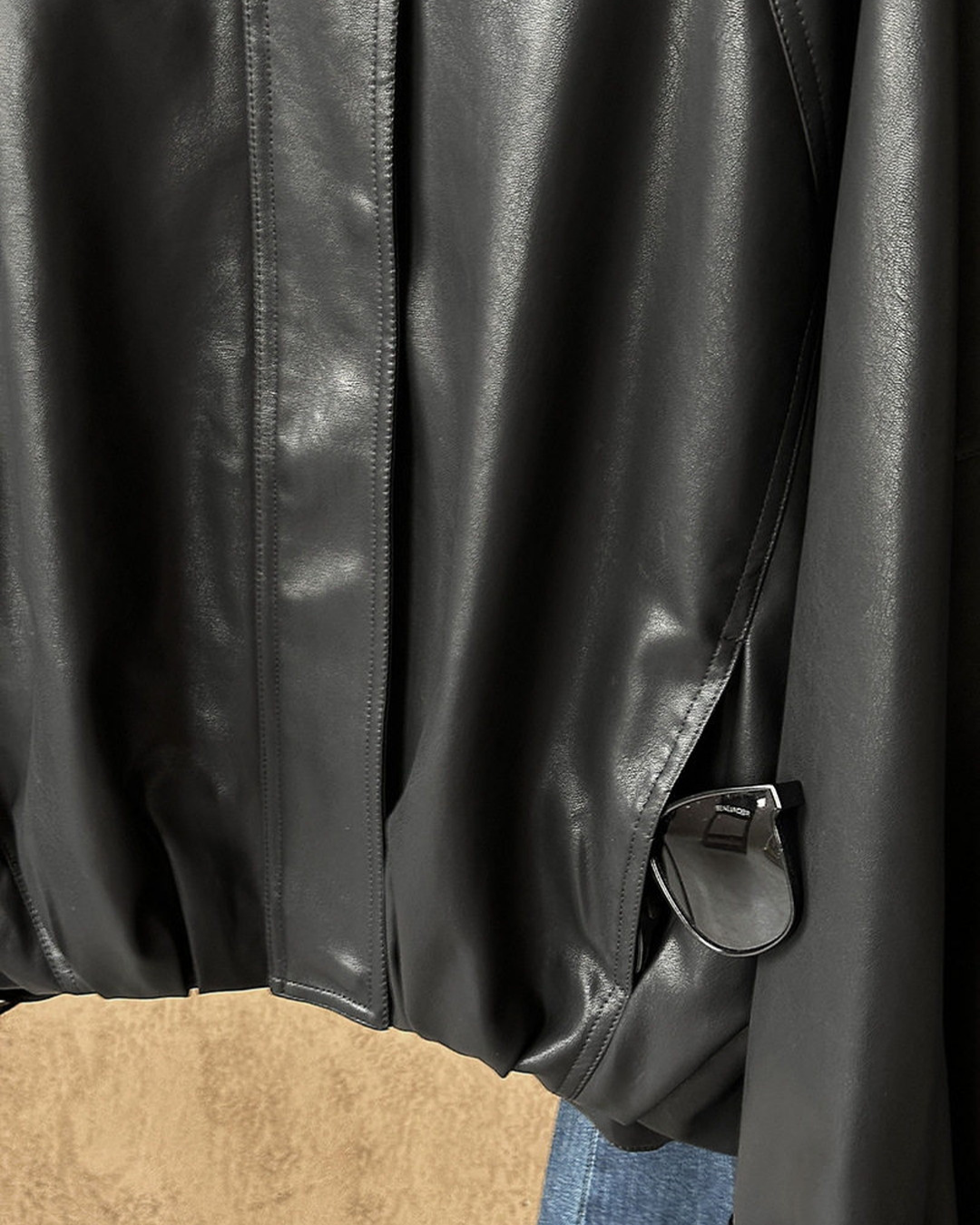 oversized faux leather bomber jacket 1color 【NINE7316】