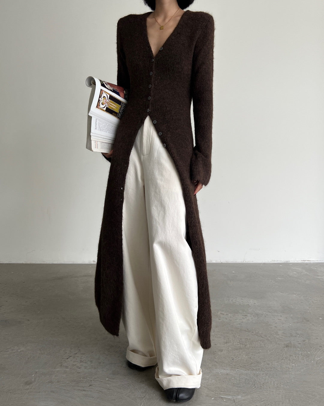 long slit button knit cardigan 2color 【NINE7273】