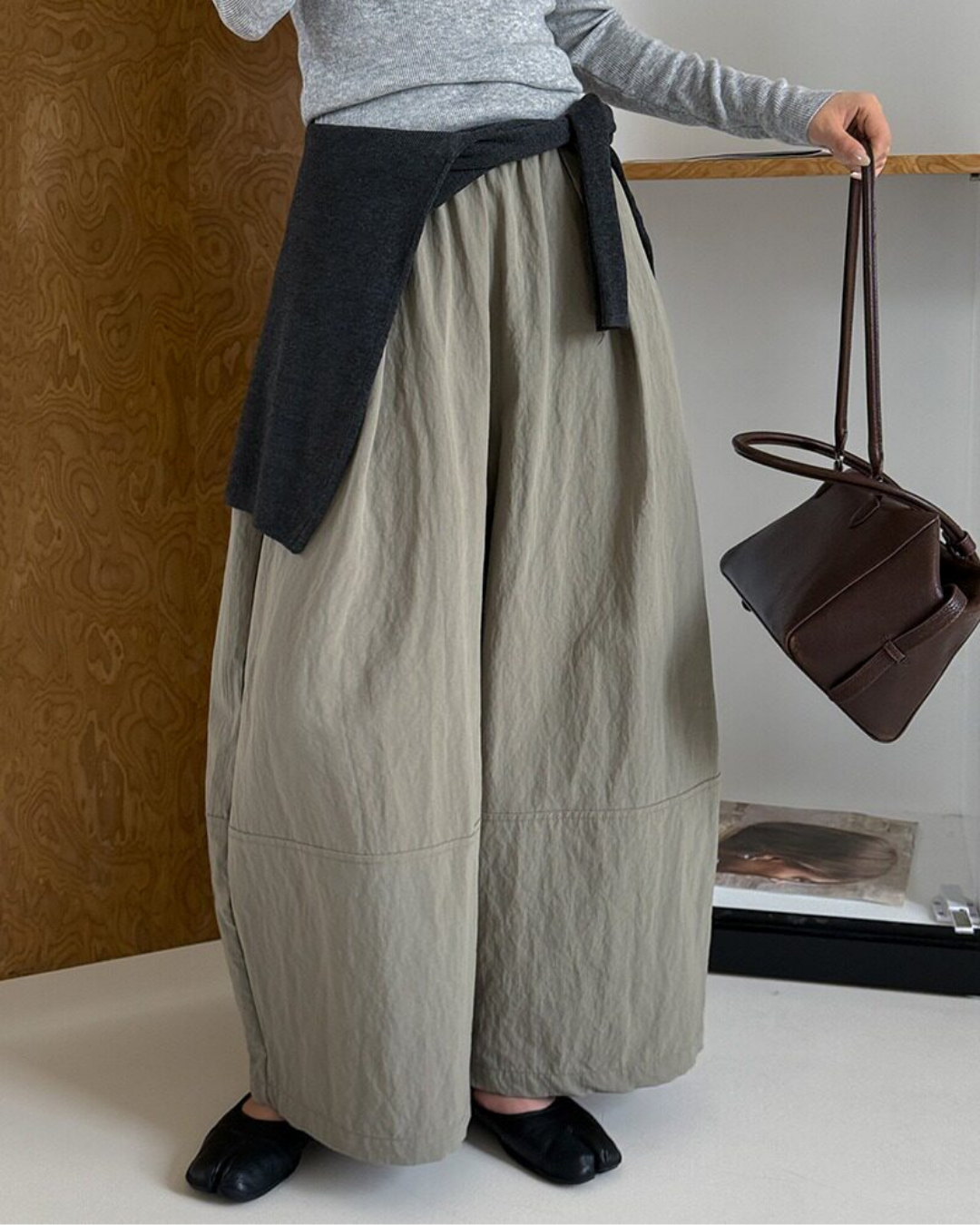 pleated seam balloon wide leg pants 3color 【NINE7323】
