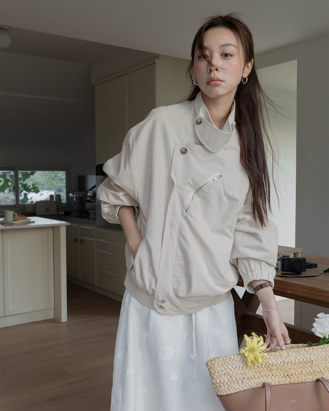 casual trench style zip jacket 2color 【NINE7278】