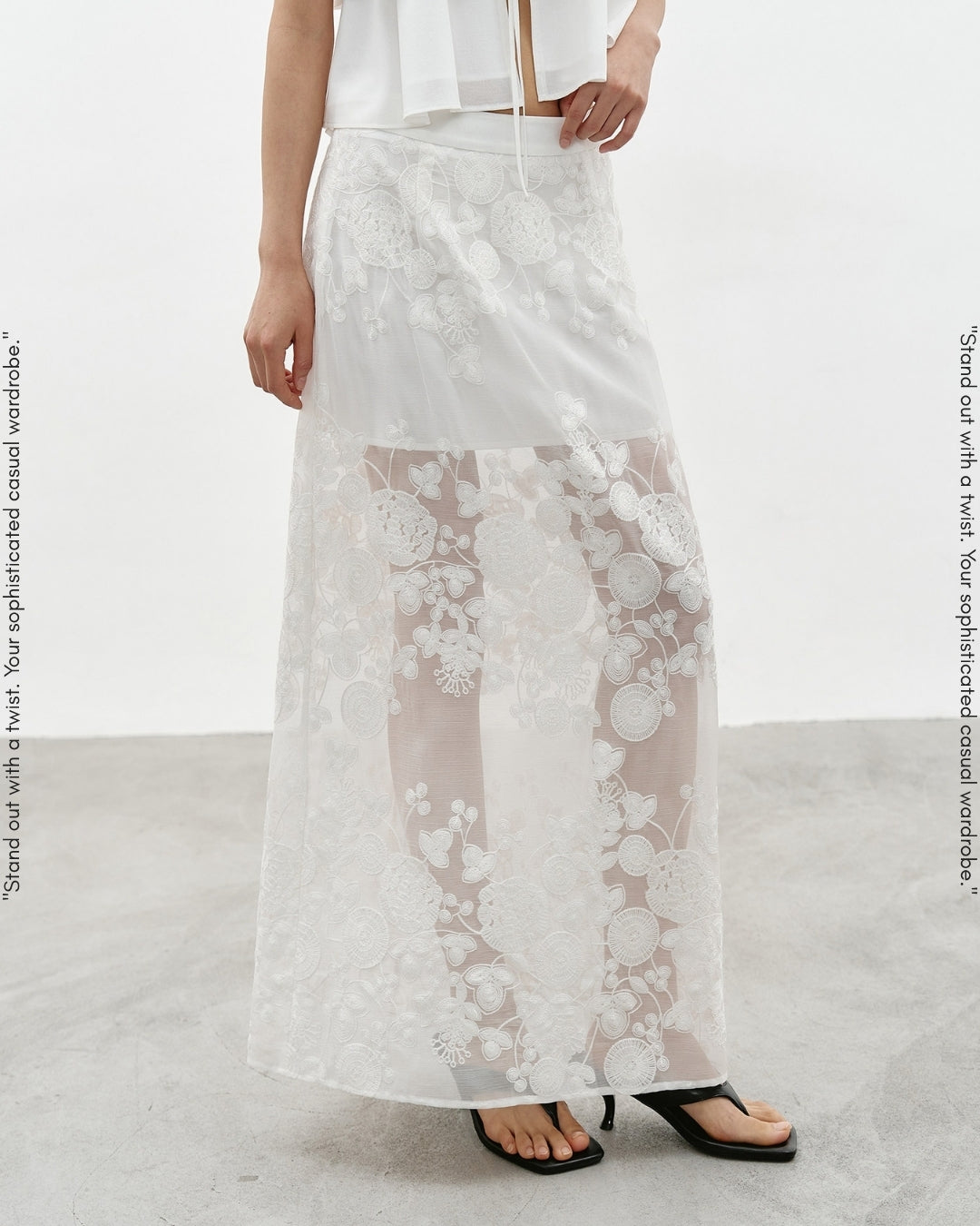lace sheer long skirt【NINE0346】