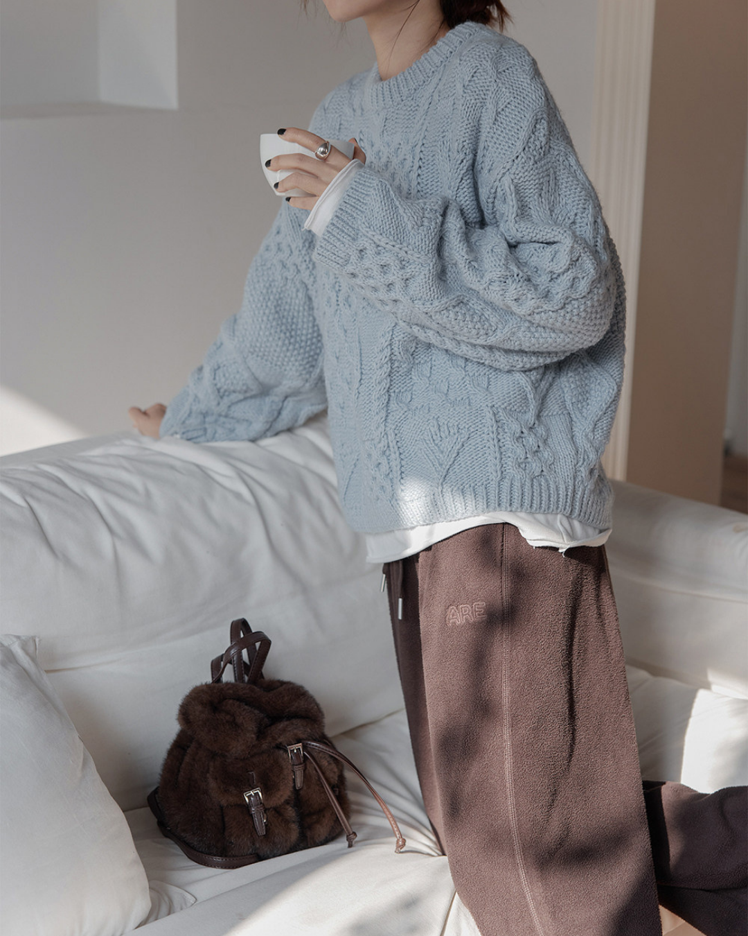 fleece wide leg sweatpants 2color 【NINE7275】