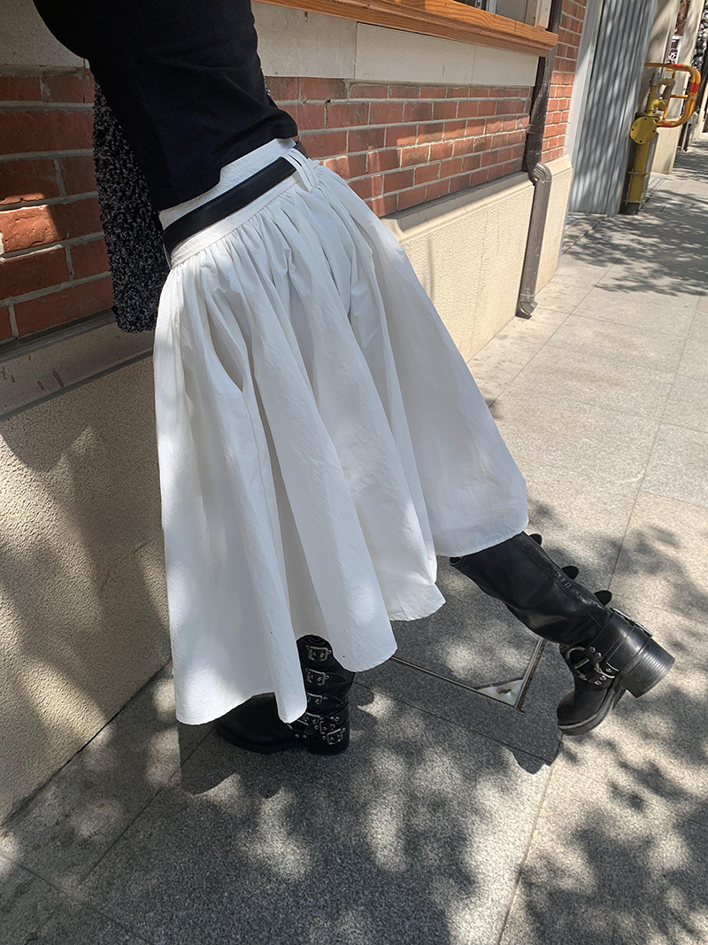fluffily natural flare long-skirt【NINE8898】