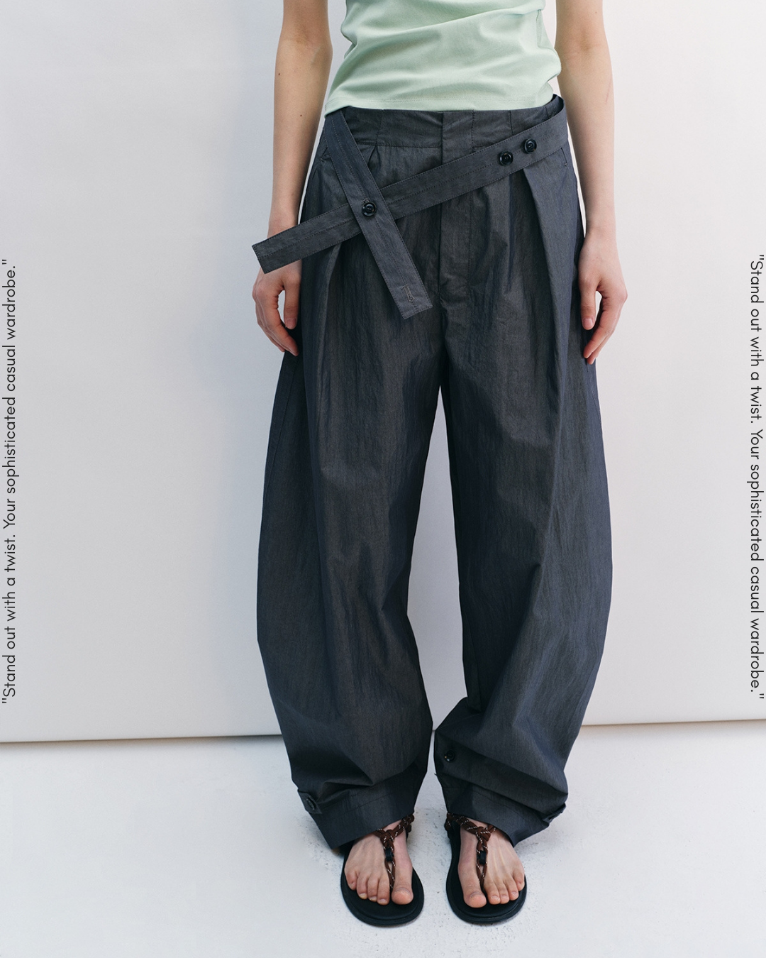 waist mark tuck pants 3color【NINE0206】