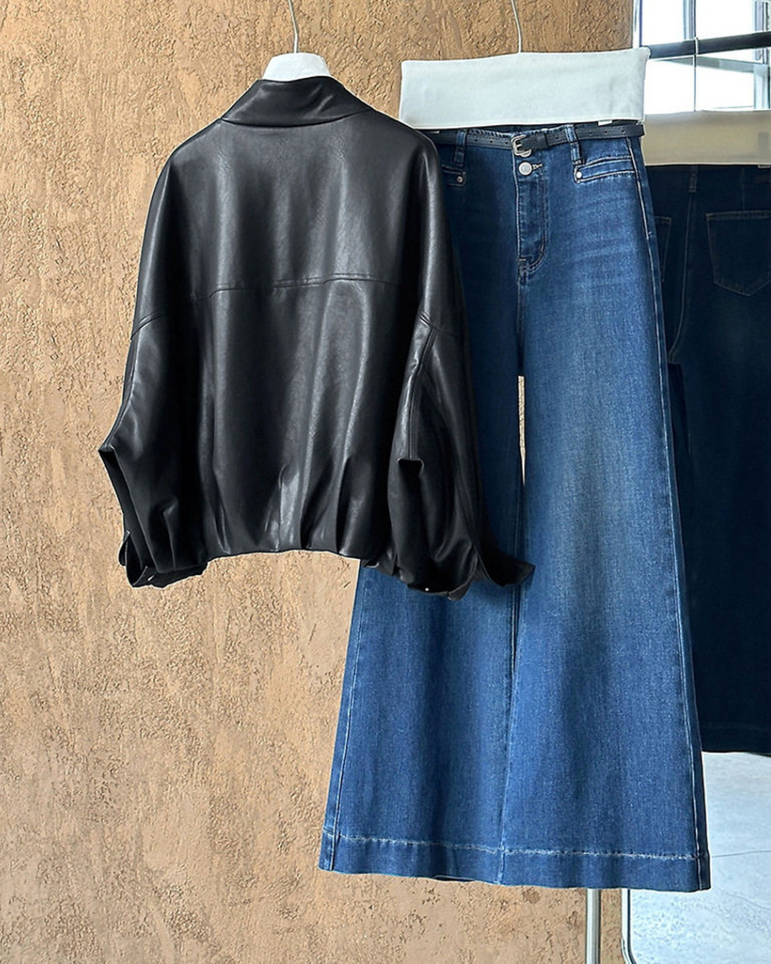 oversized faux leather bomber jacket 1color 【NINE7316】