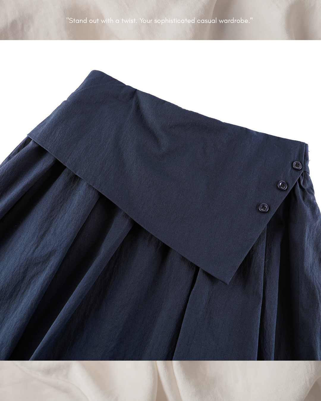 asymmetric flap button long flare skirt 3color 【NINE7308】
