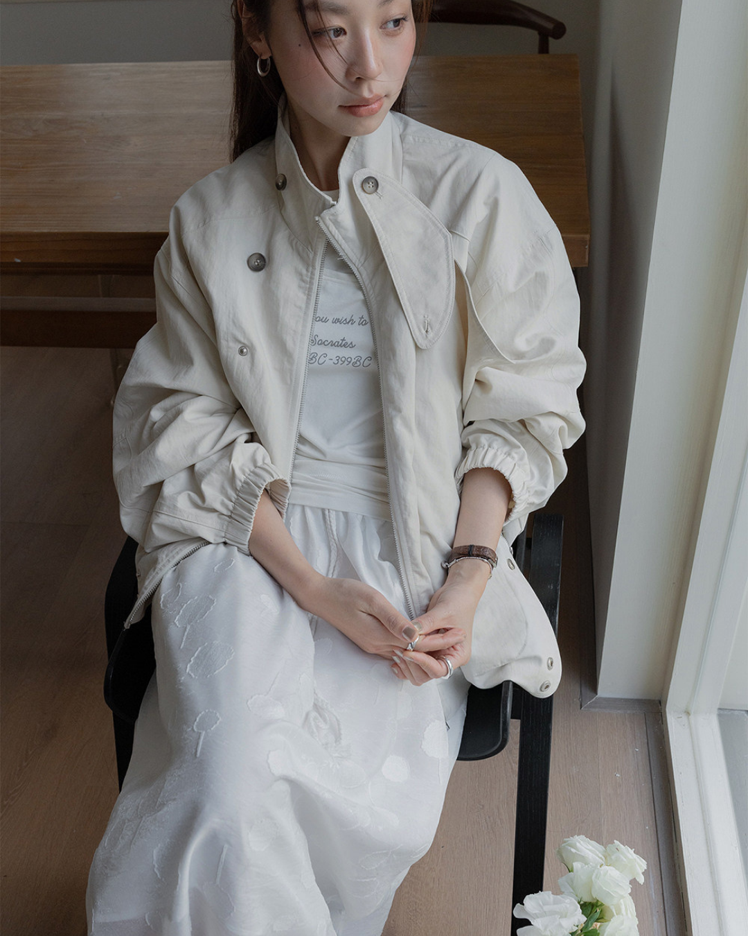 casual trench style zip jacket 2color 【NINE7278】