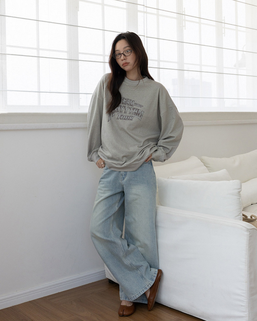 vintage print graphic oversized sweatshirt 2color 【NINE7292】