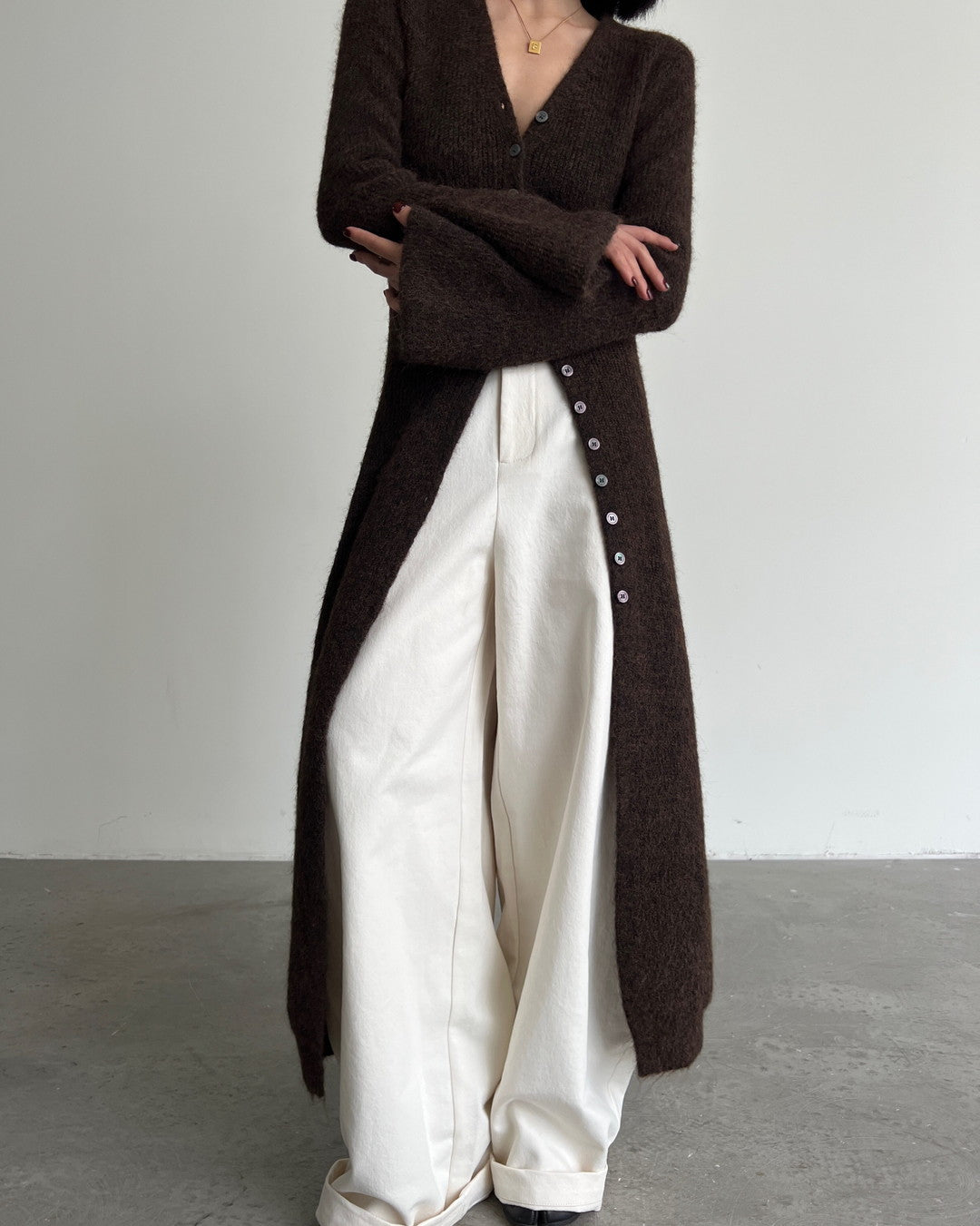 long slit button knit cardigan 2color 【NINE7273】