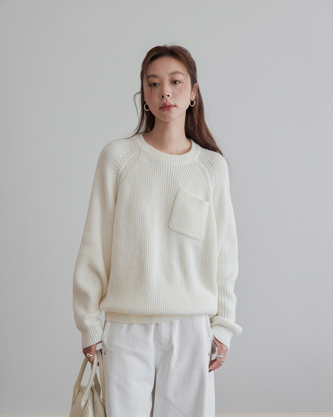 pocket detail loose knit sweater 3color 【NINE7283】