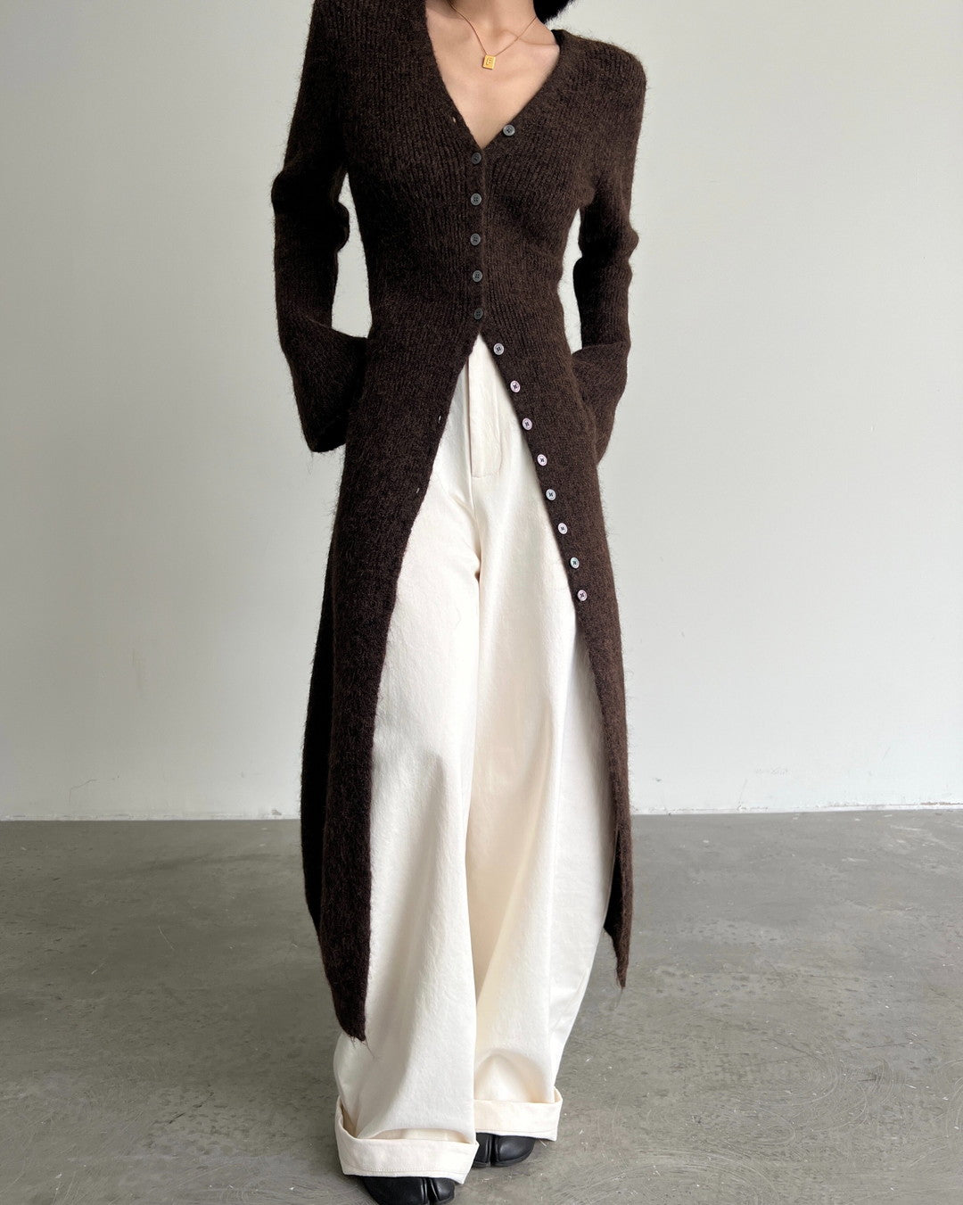 long slit button knit cardigan 2color 【NINE7273】
